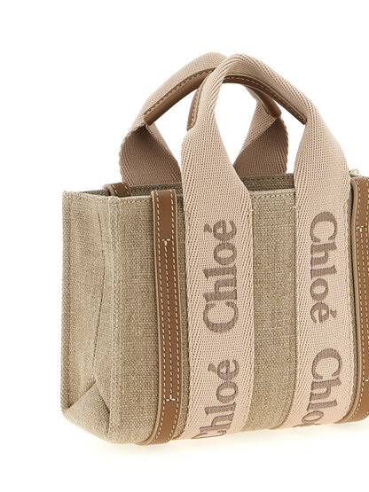 Chloé Woody Mini Handbag in Multicolor Linen