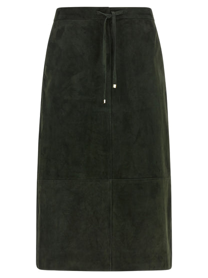 S Max Mara Bicolor Lamb Leather Midi Skirt
