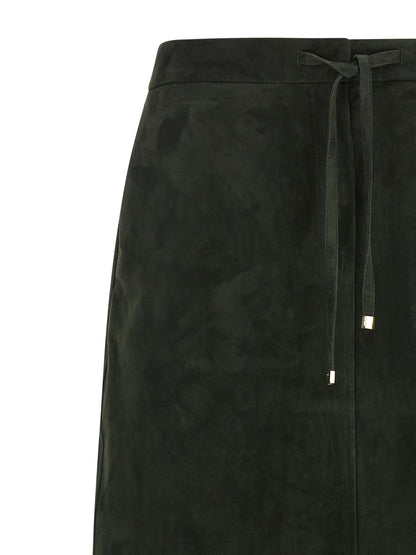 S Max Mara Bicolor Lamb Leather Midi Skirt