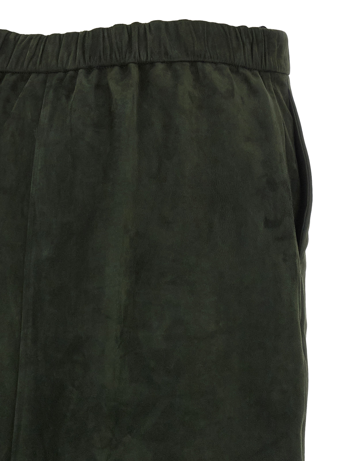 S Max Mara Bicolor Lamb Leather Midi Skirt