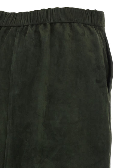 S Max Mara Bicolor Lamb Leather Midi Skirt