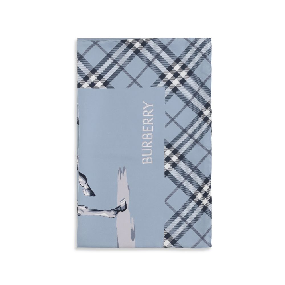 Burberry Blue Silk Scarf - The Archive Knight Scarf