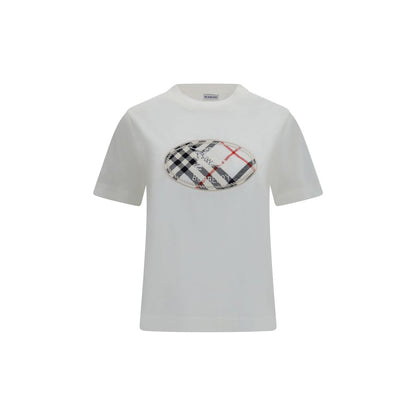 Burberry Knight Stamp Check White Cotton T-Shirt Women’s Size L