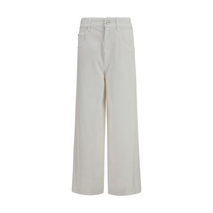 Brunello Cucinelli Beige Cotton High-Rise Palazzo Jeans