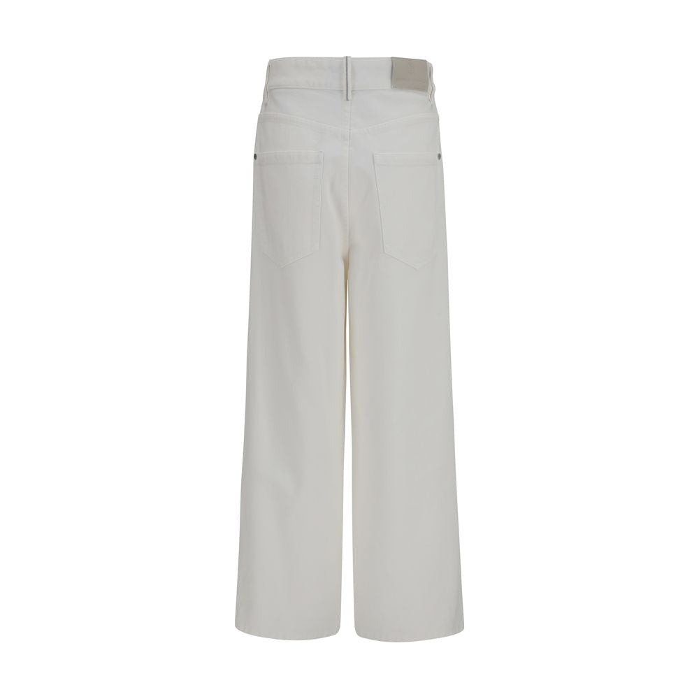 Brunello Cucinelli Beige Cotton High-Rise Palazzo Jeans