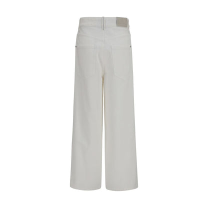 Brunello Cucinelli Beige Cotton High-Rise Palazzo Jeans