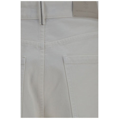 Brunello Cucinelli Beige Cotton High-Rise Palazzo Jeans