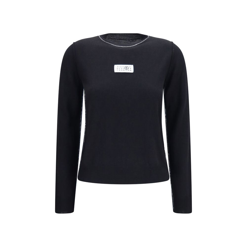 MM6 Black Wool Oves Aries Sportswear Long Sleeve T-Shirt
