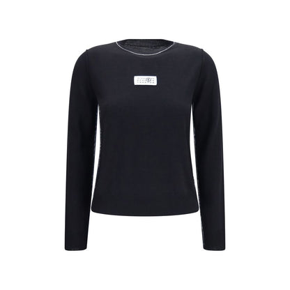 MM6 Black Wool Oves Aries Sportswear Long Sleeve T-Shirt