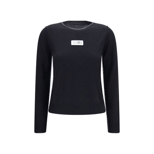 MM6 Black Wool Oves Aries Sportswear Long Sleeve T-Shirt