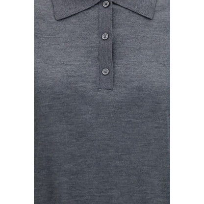 Loulou De Saison Gray Cashmere Polo Shirt