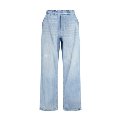 MM6 Blue Cotton Wide-Leg Jeans Denim