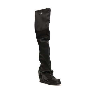 The Attico Black Polyurethane Over The Knee Boots