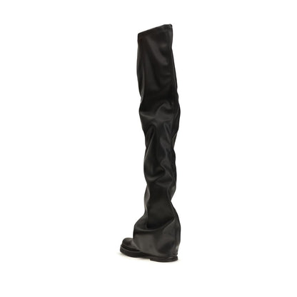 The Attico Black Polyurethane Over The Knee Boots