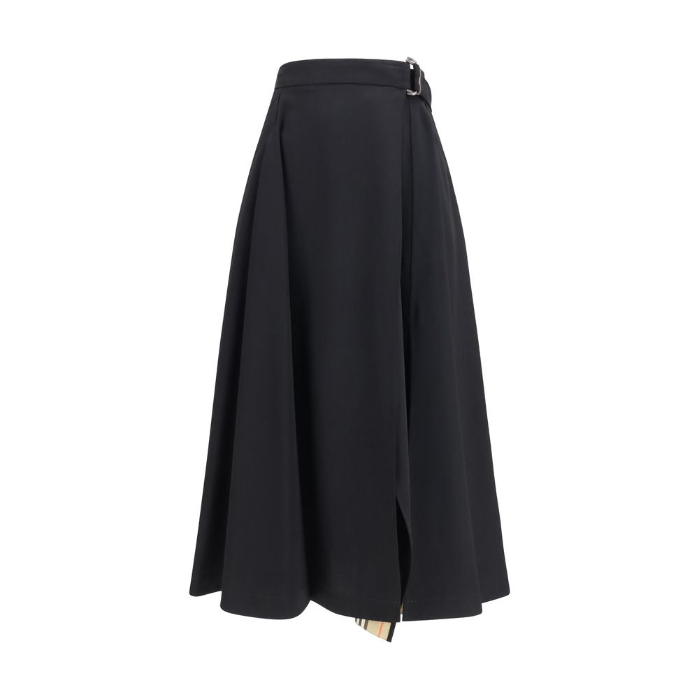 Burberry Black Wool Ovis Aries Midi Skirt