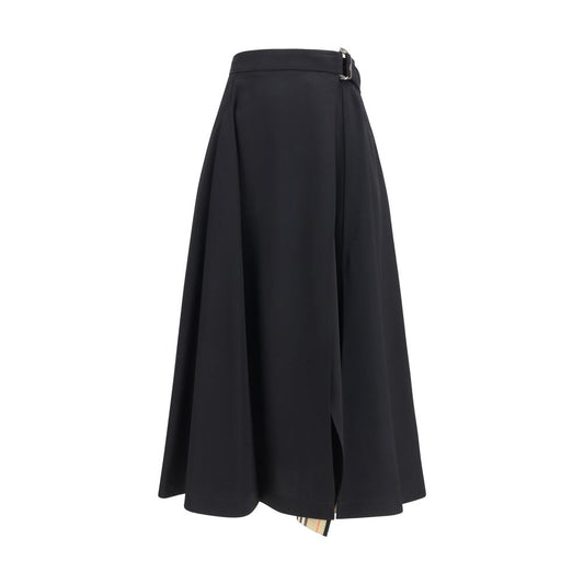 Burberry Black Wool Ovis Aries Midi Skirt