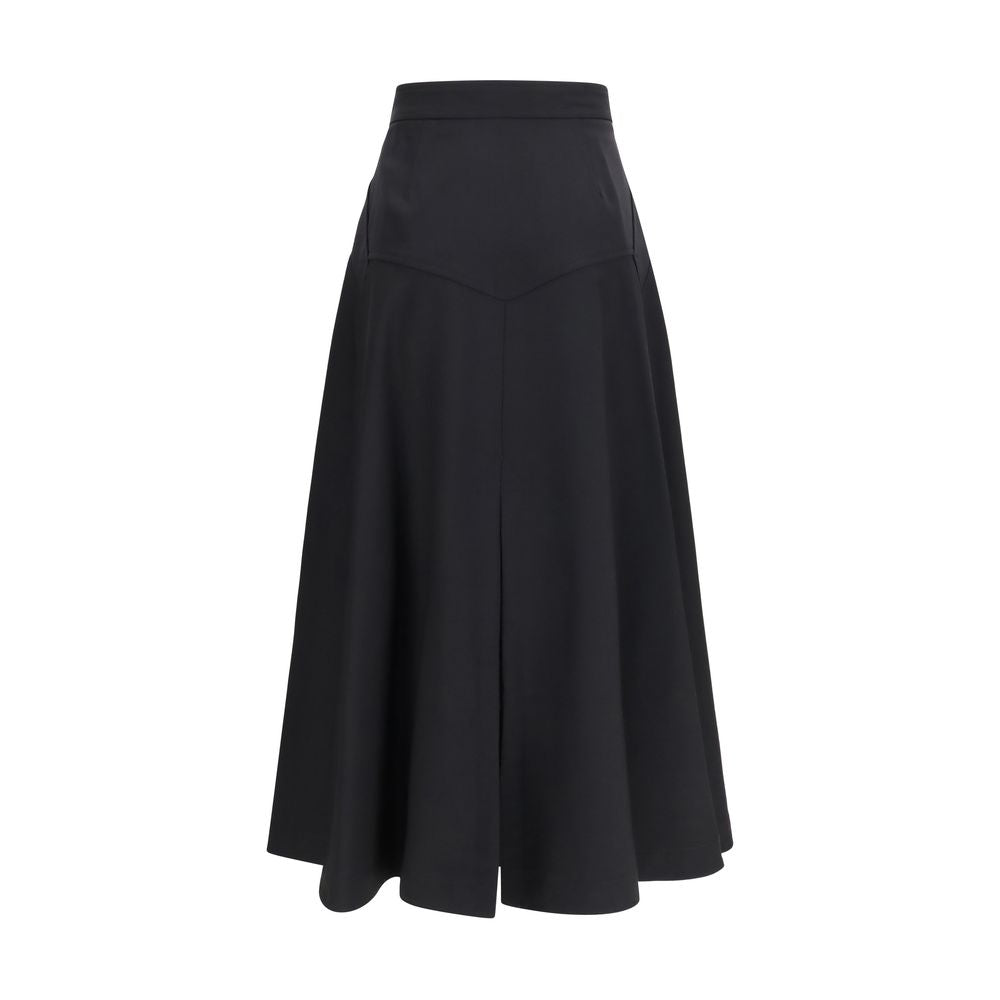 Burberry Black Wool Ovis Aries Midi Skirt