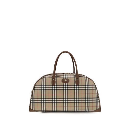 Burberry Check Travel Bag Beige Cotton Shoulder Bag 55.5x24x27