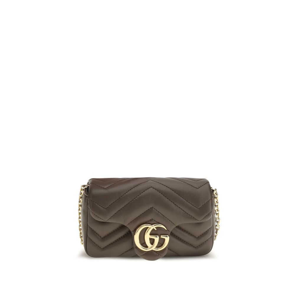 Gucci Brown Calf Leather Bos Taurus GG Marmont Shoulder Bag