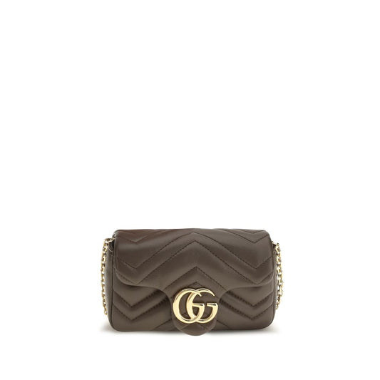 Gucci Brown Calf Leather Bos Taurus GG Marmont Shoulder Bag