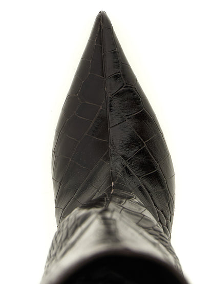The Attico Brown Bovine Leather Over The Knee Boots
