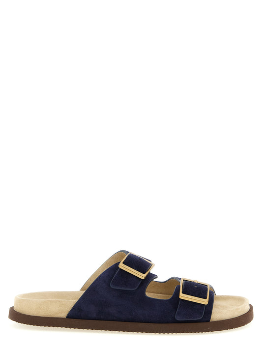 Brunello Cucinelli Blue Calfskin Slides - EU 41 | US 8, EU 42 | US 9