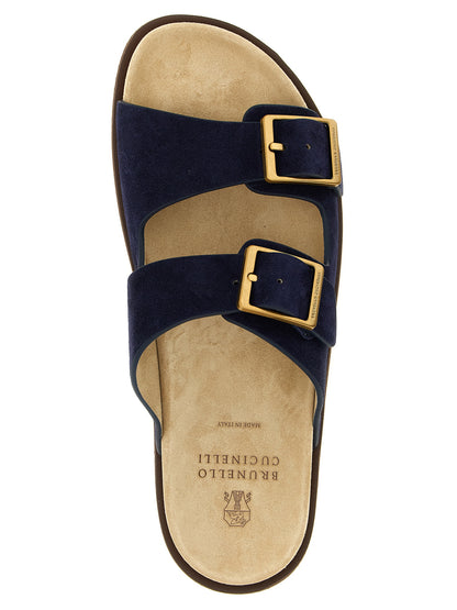 Brunello Cucinelli Blue Calfskin Slides - EU 41 | US 8, EU 42 | US 9