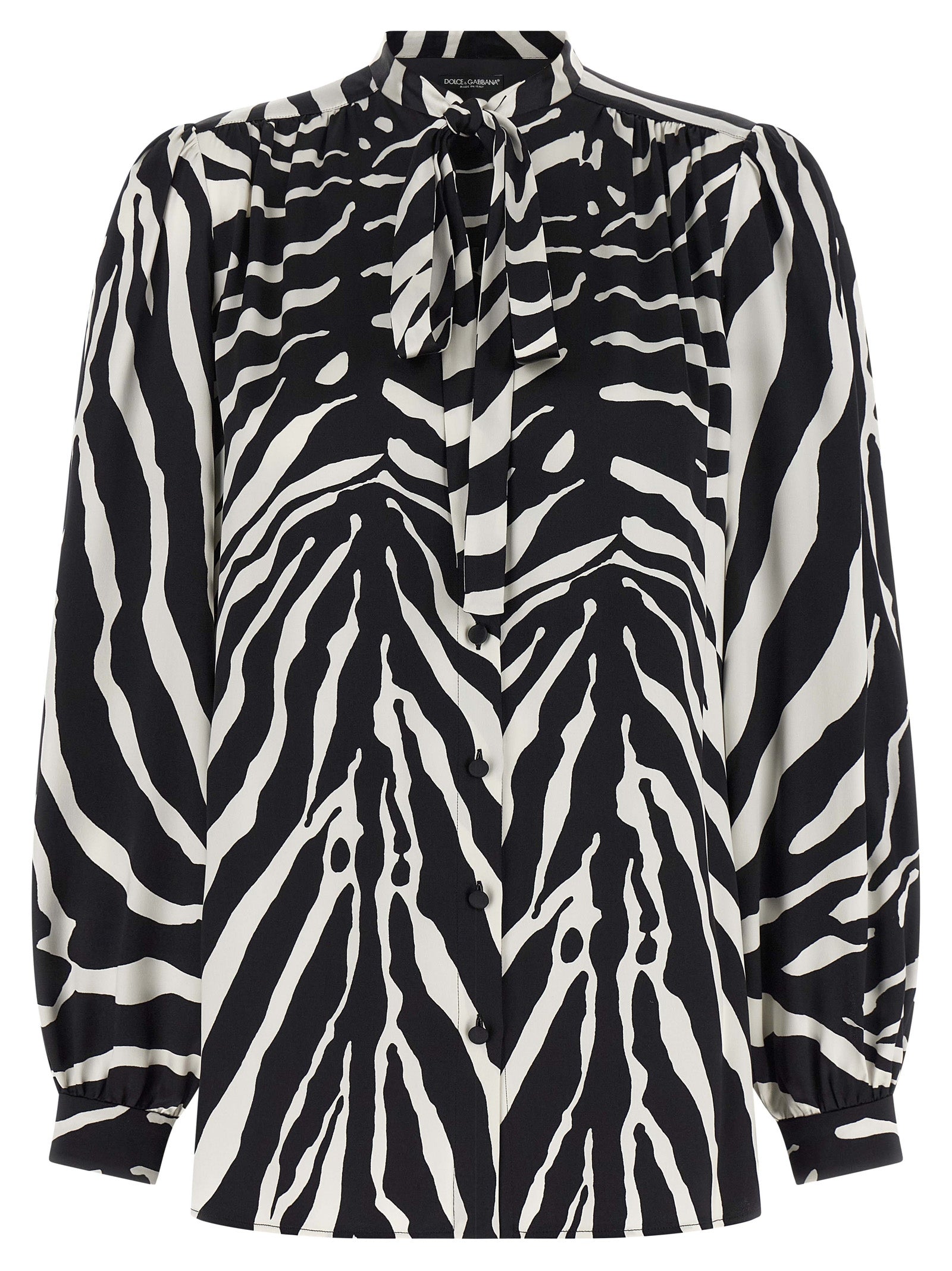 Dolce & Gabbana Zebra Print Silk Blouse Shirt