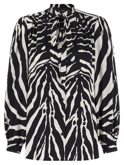 Dolce & Gabbana Zebra Print Silk Blouse Shirt