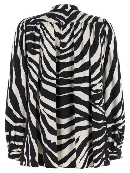Dolce & Gabbana Zebra Print Silk Blouse Shirt