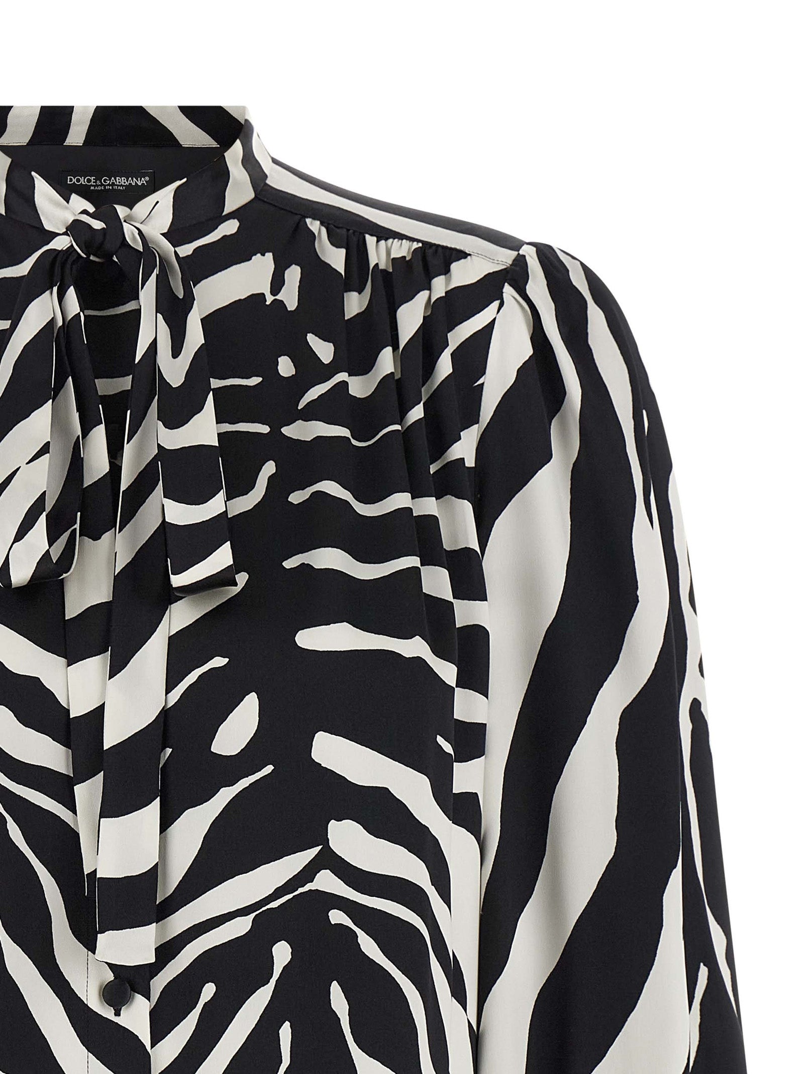 Dolce & Gabbana Zebra Print Silk Blouse Shirt