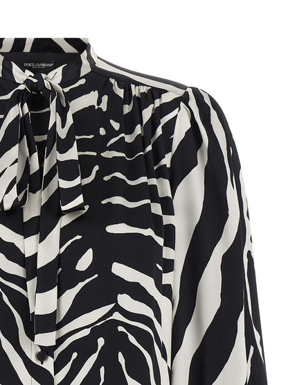 Dolce & Gabbana Zebra Print Silk Blouse Shirt