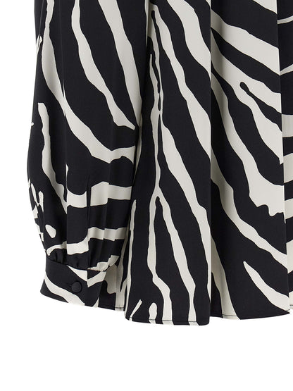 Dolce & Gabbana Zebra Print Silk Blouse Shirt