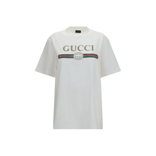 Gucci White Cotton and Silk Jersey T-Shirt