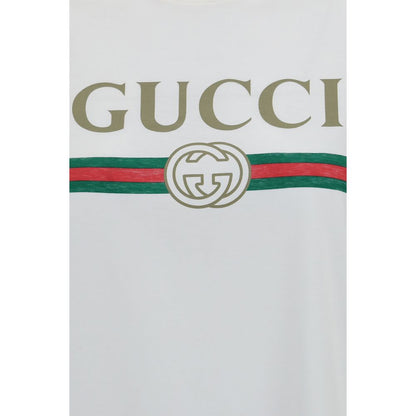 Gucci White Cotton and Silk Jersey T-Shirt