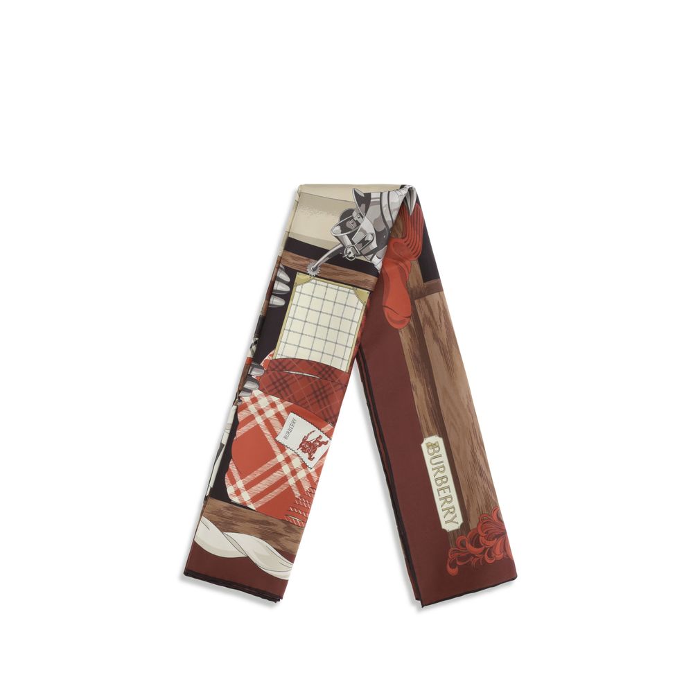 Burberry Brown Silk Wardrobe Print Scarf 90×90 cm