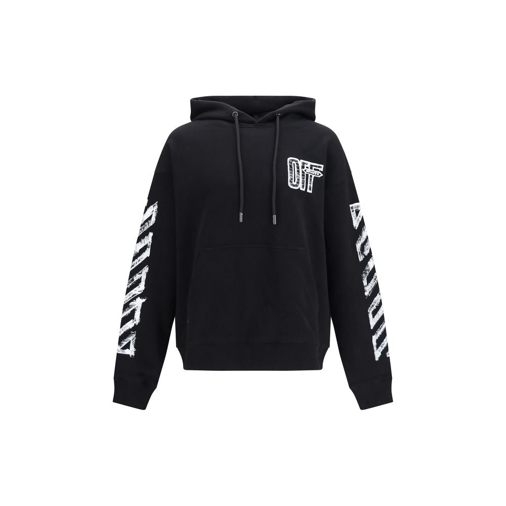 Off-White Black Cotton Sweatshirt - Motion Arrow Hoodie