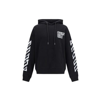 Off-White Black Cotton Sweatshirt - Motion Arrow Hoodie
