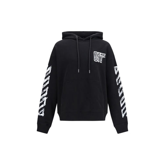 Off-White Black Cotton Sweatshirt - Motion Arrow Hoodie