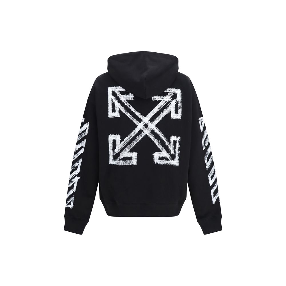Off-White Black Cotton Sweatshirt - Motion Arrow Hoodie