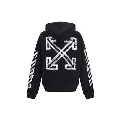 Off-White Black Cotton Sweatshirt - Motion Arrow Hoodie