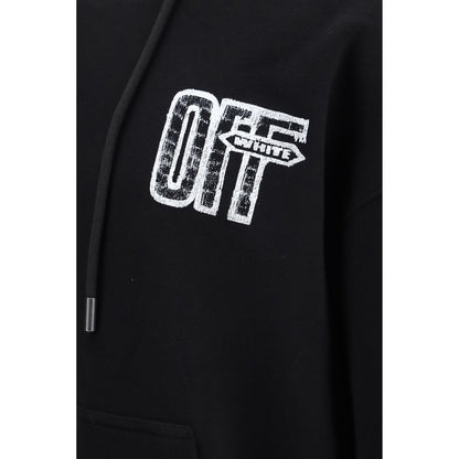 Off-White Black Cotton Sweatshirt - Motion Arrow Hoodie