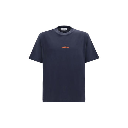 Stone Island Blue Cotton Center Logo T-Shirt - Men’s L