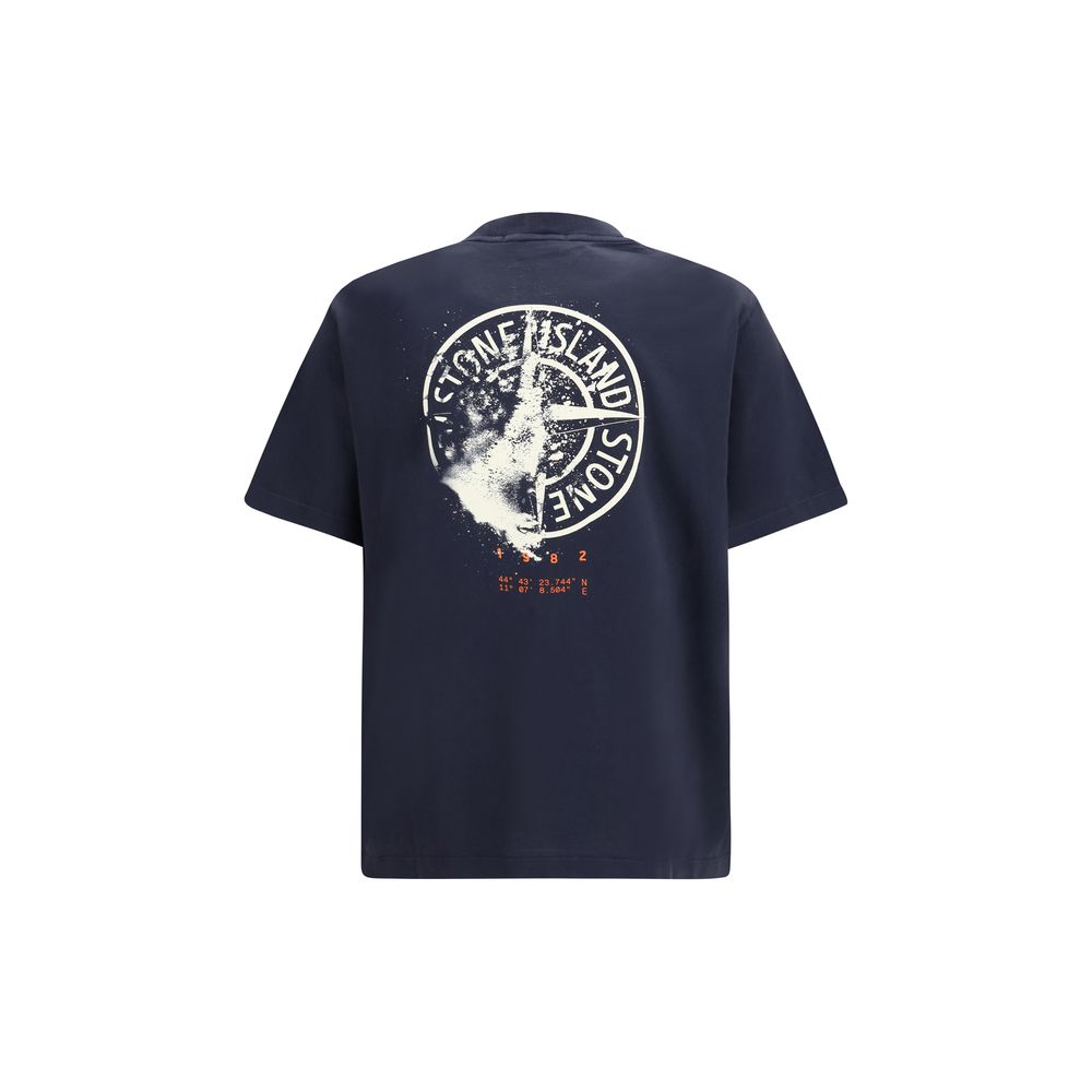 Stone Island Blue Cotton Center Logo T-Shirt - Men’s L