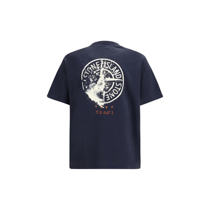 Stone Island Blue Cotton Center Logo T-Shirt - Men’s L