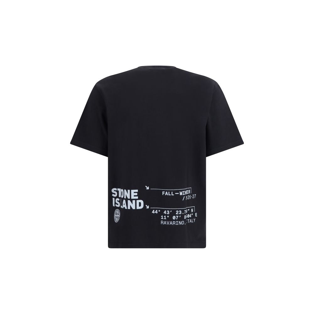 Stone Island Black Cotton T-Shirt - Regular Fit, Size L