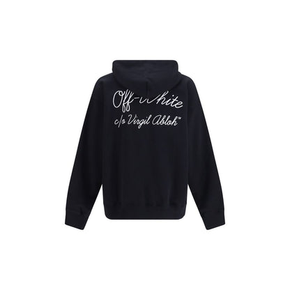 Off-White Script Logo Skate Hoodie Black Cotton Sweatshirt L M S XL XXL