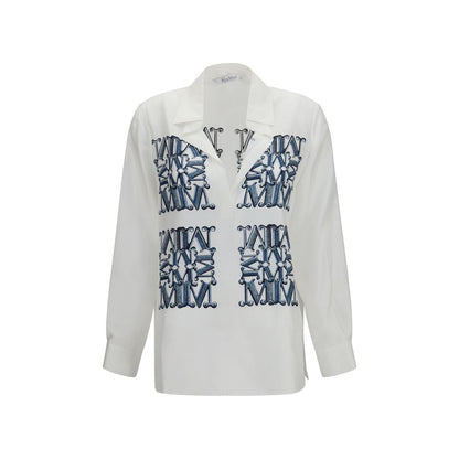 Max Mara White Silk Twill Dress Shirt IT40 | M, IT42 | L, IT44 | L