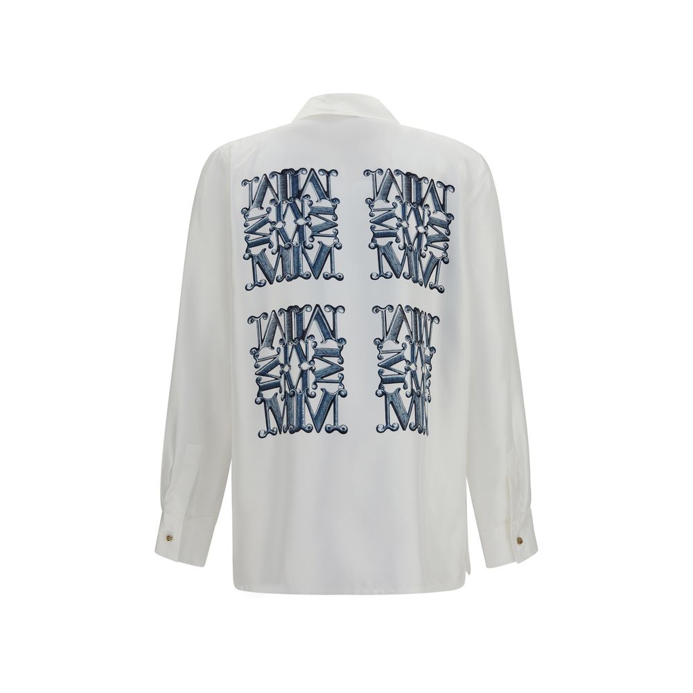 Max Mara White Silk Twill Dress Shirt IT40 | M, IT42 | L, IT44 | L