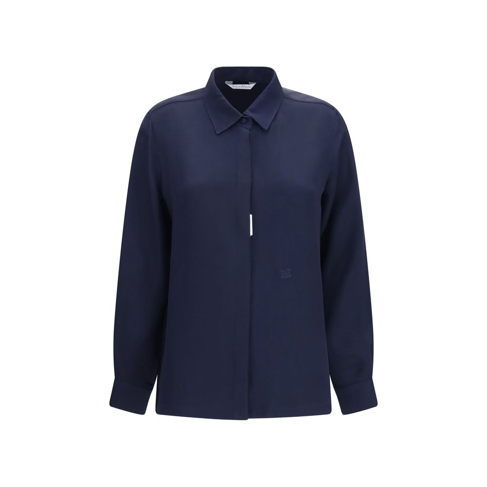 Max Mara Geranio Blue Silk Shirt IT40 | M, IT42 | L, IT44 | L